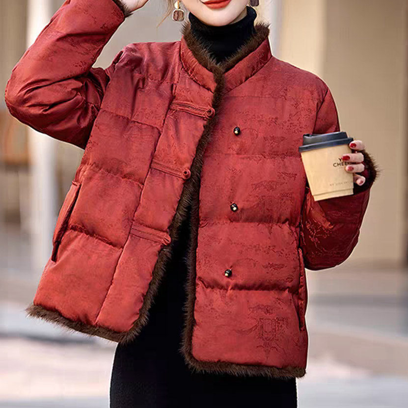 新中式国风盘扣立领毛边短款棉服女时尚减龄棉袄洋气新年棉衣外套,女装/女士精品,棉衣/棉服,淘宝优惠券,粉丝福利购,淘宝优惠卷