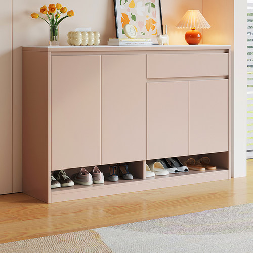 岩板鞋柜实木生态板家用门口入户2025新款多层收纳一体靠墙玄关柜 - 封面