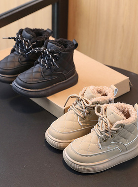 儿童雪地靴加绒保暖棉鞋短靴男童宝宝鞋子女童面包鞋防寒防滑