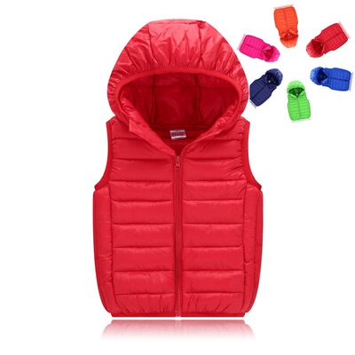 轻薄款儿童羽绒棉马甲宝宝小孩马夹女童男童连帽外穿坎肩一件时尚