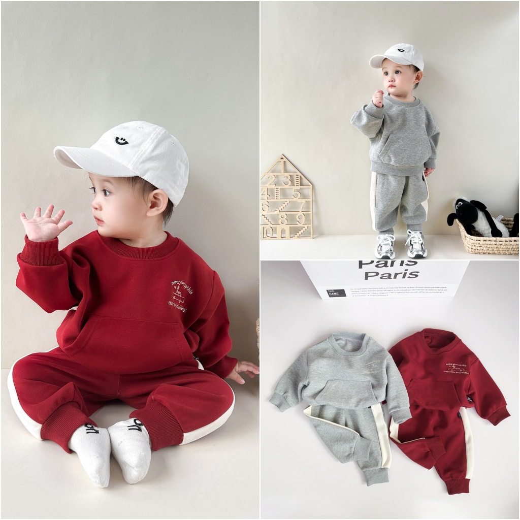 ins小童加绒套装秋冬新款男女宝宝外出卫衣卫裤韩版儿童运动服潮