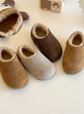 ins韩版加绒保暖面包棉鞋2025年秋冬季新款厚底一脚蹬懒人毛毛鞋