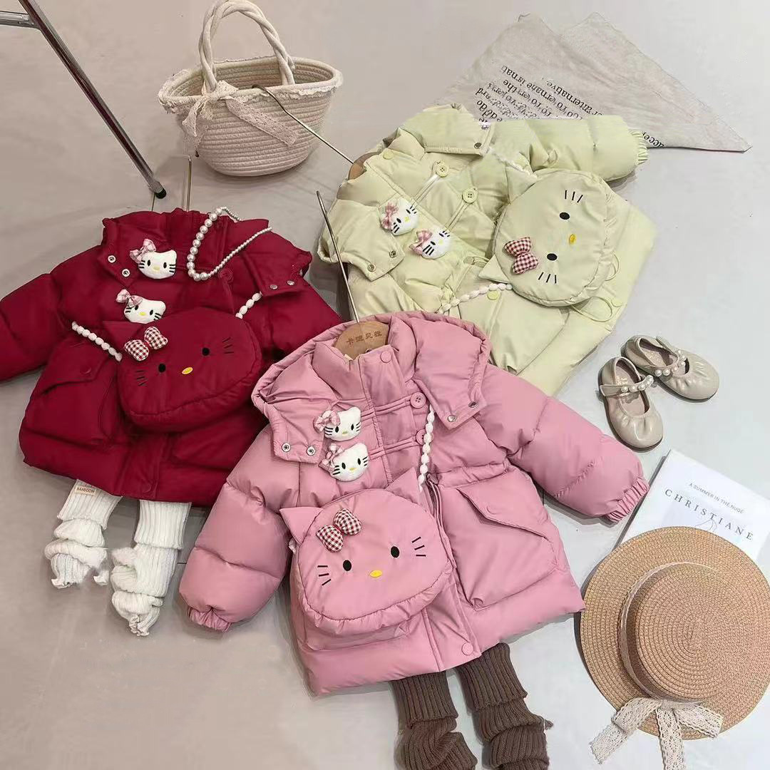 m346女童加厚棉衣冬季外套可爱时尚百搭卡通棉服冬季新款棉袄