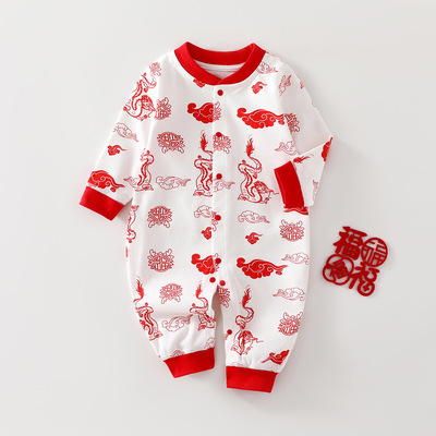 新款婴儿连体衣无骨纯棉新生儿还爬服0-12个月宝宝秋冬打底衣安阳