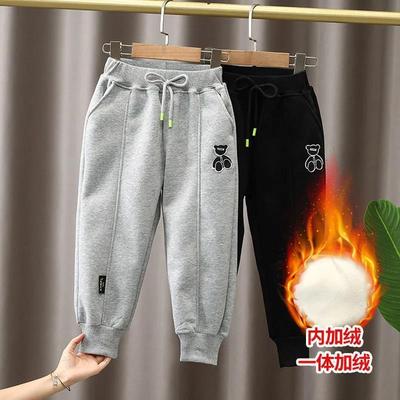 女童装加绒加厚保暖长裤子儿童2021秋冬季新款时尚外穿休男童卫裤