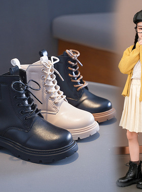 女童马丁靴2025秋季新款童靴男童黑色短靴软底儿童春秋薄款靴子女