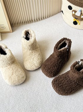 女童雪地靴冬季2025新款毛毛鞋子加绒短靴保暖大棉小女孩宝宝棉靴