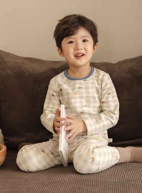 【300g】A类纯棉加厚儿童羊毛拉架秋衣秋裤男女童宝宝舒绒家居服