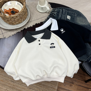 男童POLO衫 儿童韩版 百搭卫衣2024新款 小童休闲上衣炸街宝宝翻领衫