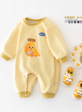 阿宝囡囡儿童秋款卡通长袖爬服 新生儿宝宝香蕉公仔连身衣53560
