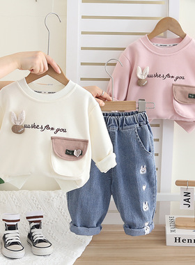 女童秋装套装2025新款女宝宝时髦长袖卫衣两件套1-5岁3婴儿洋气潮