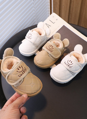 2023冬季新款儿童雪地靴加绒加厚男女童软底防滑低帮宝宝棉鞋学步