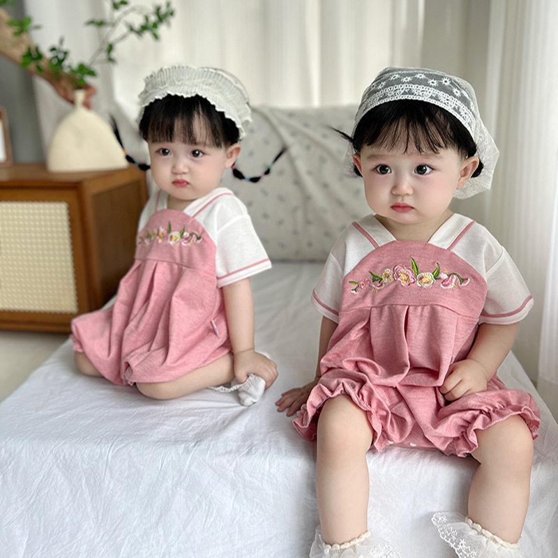 婴儿连体衣女宝秋季新款古装旗袍汉服国版宝宝爬哈新生儿包屁衣服