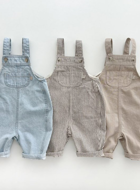 韩版ins 童装背带裤中小童春秋潮搭2025新品男女宝多色韩系休闲裤