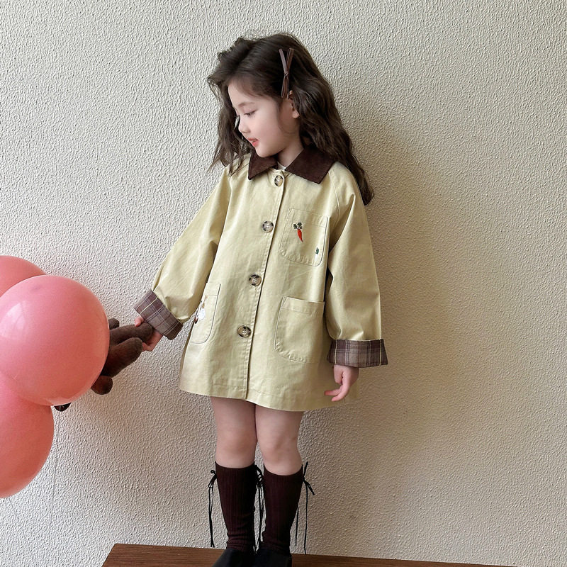 女童风衣中长款2026秋装新款儿童英伦风洋气上衣女宝宝春秋季外套
