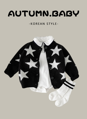 ins韩国春秋婴儿纯白翻领长袖爬服宝宝三角包屁连体哈衣百搭打底