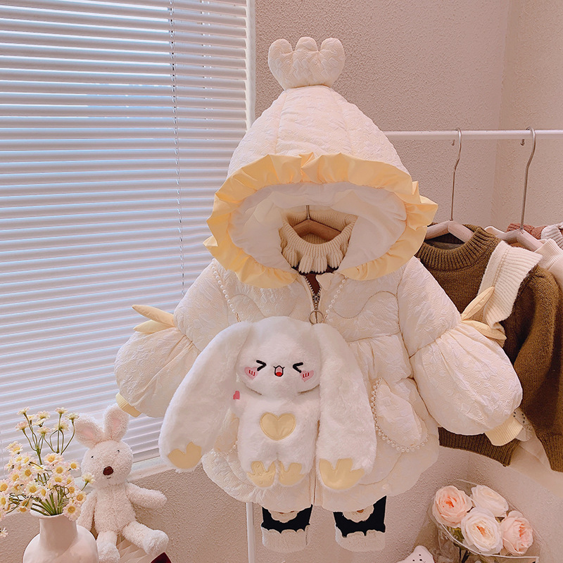 m185女童卡通连帽加厚棉服女宝宝洋气棉服宝宝棉袄加绒外套