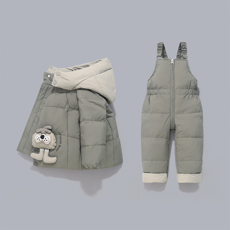 2025韩版儿童羽绒裤背带裤秋冬外穿连体宝宝衣服外贸童装