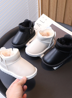 儿童雪地靴2023冬季宝宝棉靴女童百搭保暖冬鞋男童棉鞋小童短靴潮