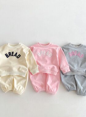 ins韩版童装2026秋季新款1-8岁男女宝宝可爱棉质字母卫衣长裤套装