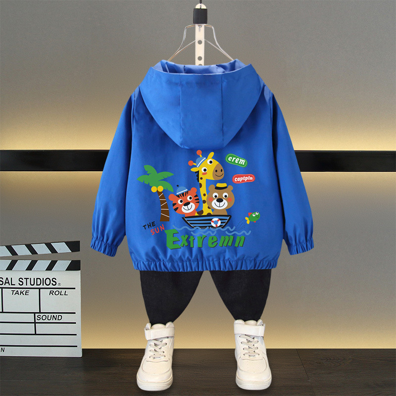 男童风衣外套春秋款2025新款中大童冲锋衣儿童连帽洋气夹克上衣潮