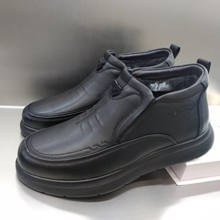 澳伦男鞋2025新款冬季加绒加厚保暖大棉真皮高帮软底爸爸休闲皮鞋