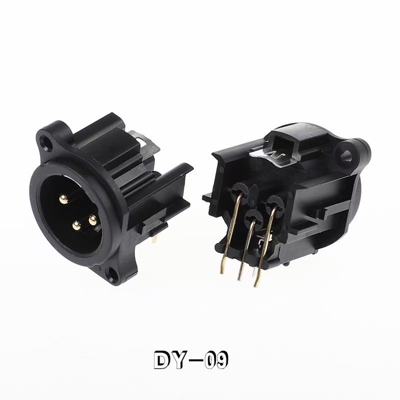 镁光宝镀金直脚弯脚三芯卡侬插座