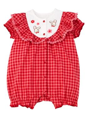 25年日本制mikihouse chieco saku富贵兔短袖连体衣22-1301-142