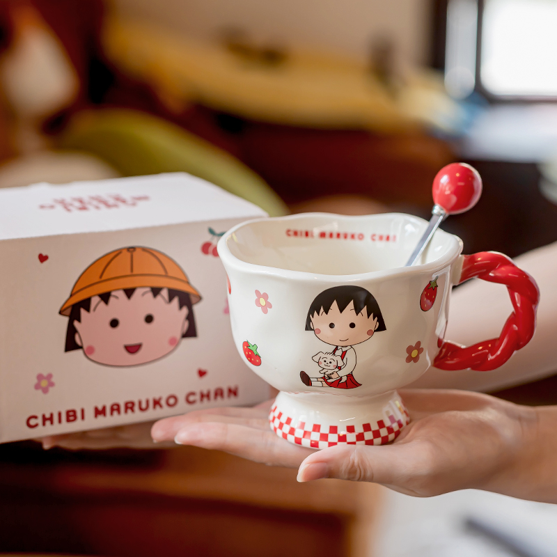 樱桃小丸子可爱卡通陶瓷马克杯女