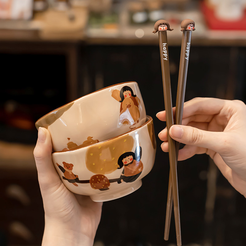 可爱女孩餐具碗碟套装女生家用一人食饭碗餐盘勺子个人专用米饭碗,餐饮具,碗,淘宝优惠券,粉丝福利购,淘宝优惠卷