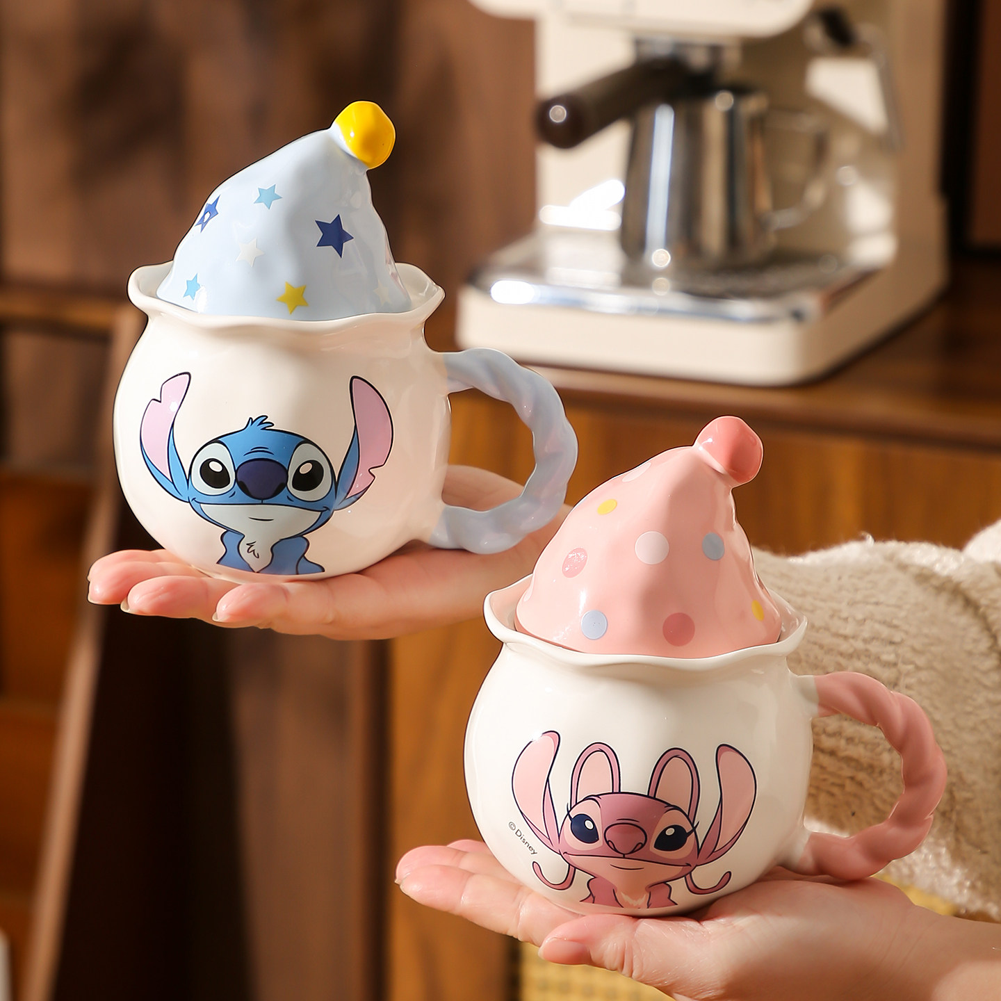 史迪仔魔法帽陶瓷马克杯可爱家用带盖勺咖啡水杯送女生日礼物杯子,餐饮具,马克杯,淘宝优惠券,粉丝福利购,淘宝优惠卷