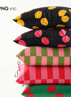 LIVING inc.跃动几何 甜酷多巴胺波点沙发抱枕少女心条纹靠背垫