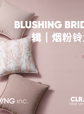 LIVING inc.烟粉铃兰 雪尼尔抱枕沙发客厅靠垫套卧室床上粉色靠枕