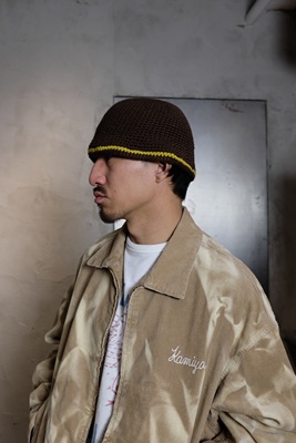 DERAiLLEUR 羊毛针织渔夫帽 棕黄色