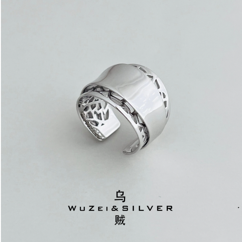 WZ&SILVER设计师高定款通体S925银镀铑金镂空设计耳饰高级质感,饰品/流行首饰/时尚饰品新,银饰戒指,淘宝优惠券,粉丝福利购,淘宝优惠卷