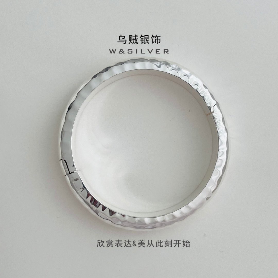 韩国东大门重工S925通体纯银手工锤纹打磨宽面手镯42克,饰品/流行首饰/时尚饰品新,银饰手镯,淘宝优惠券,粉丝福利购,淘宝优惠卷