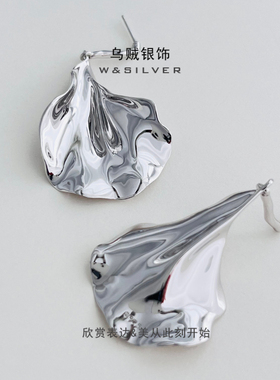 W&SILVER通体S925纯银花瓣耳坠耳钉小众设计高级质感自然主义耳饰