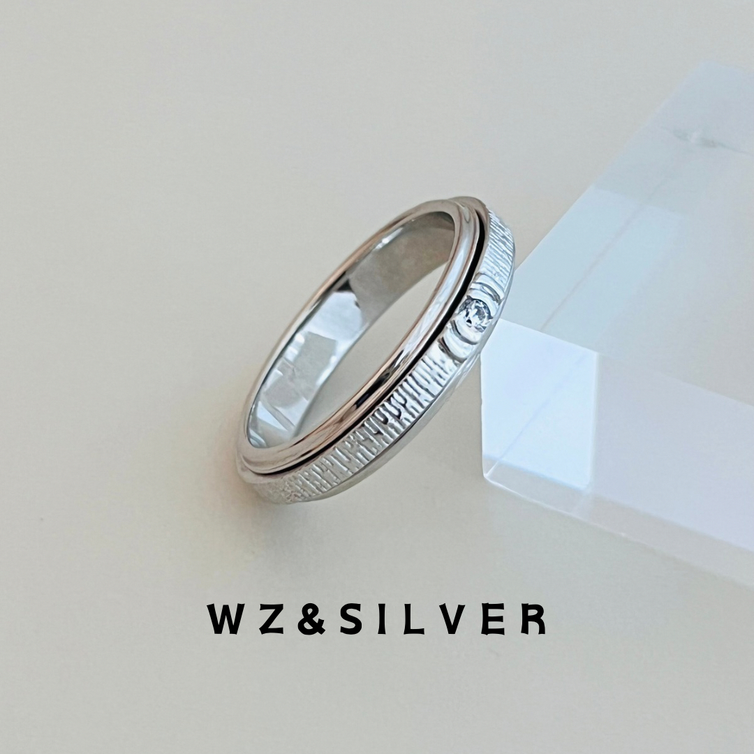 WZ&SILVER高定款通体S925纯银时来运转戒指简约百搭高级感指环