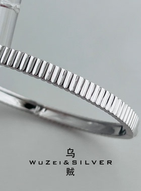 WZ&SILVER《罗缎手镯》通体S925银镀铑金手镯高级百搭简约百搭