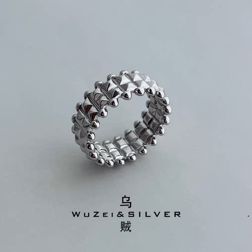WZ&SILVER 《钉子戒指》通体S925银镀铑金钉子戒指高级百搭轻奢