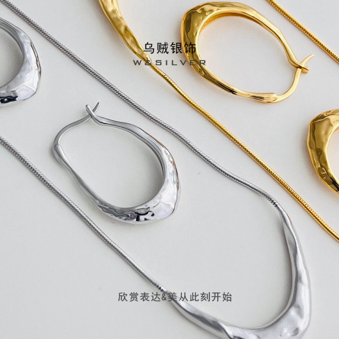 W&SILVER乌贼ABOAB同款通体S925纯银U型项链轻奢小众高级感