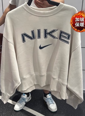 耐克女卫衣加绒超宽松短款