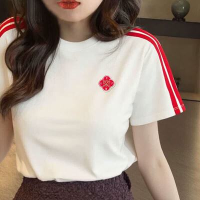 阿迪达斯女短袖多色棉T恤2026