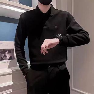 翻领Polo衫 外套男潮高级感卫衣秋季 穿搭长袖 上衣重磅t恤休闲男装