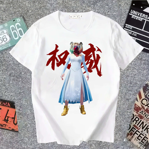 夏季和平精英权威社恐手游衣服短袖男女T恤搞怪表情包学生上衣潮t