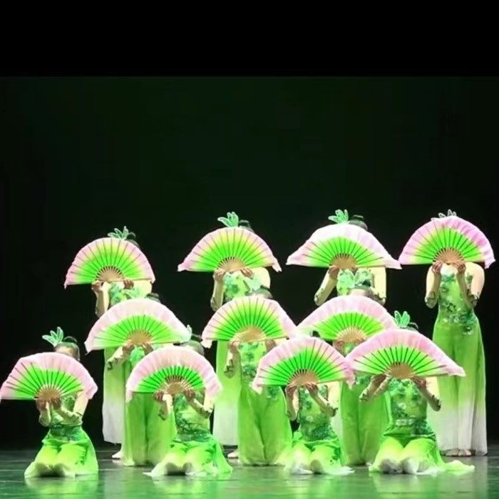 茉莉花开舞蹈扇子广场舞渐变彩色舞蹈扇秧歌舞古典舞蹈扇双面加长