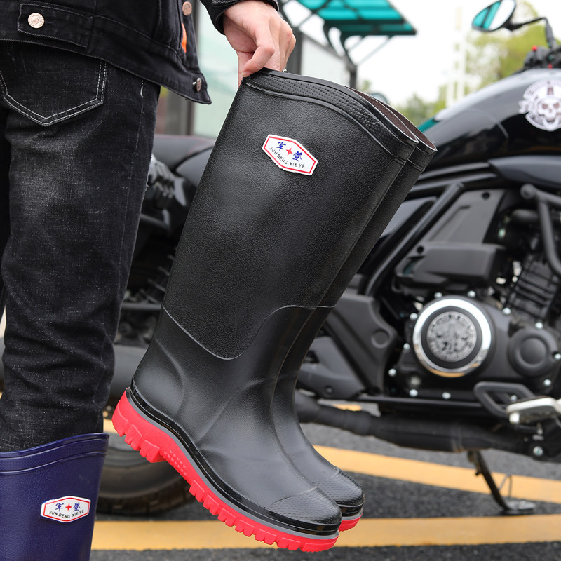 军登新款特高筒雨鞋加绒保暖钓鱼胶鞋水鞋防水防滑户外徒步雨靴男,流行男鞋,雨鞋,淘宝优惠券,粉丝福利购,淘宝优惠卷