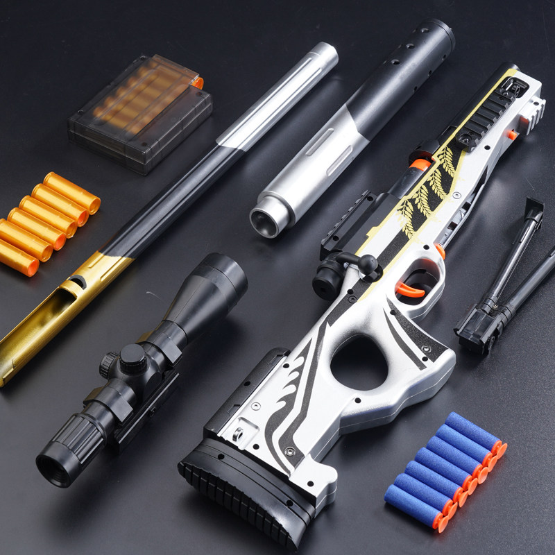 黄金龙骨awm抛壳软弹枪玩具拼装大号吃鸡全套98k高精狙仿真抢拉栓
