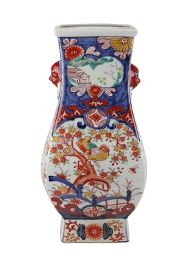 纯手绘青花五彩矾红花鸟胖瘦葫芦瓶四方景德镇陶瓷装饰花瓶摆件