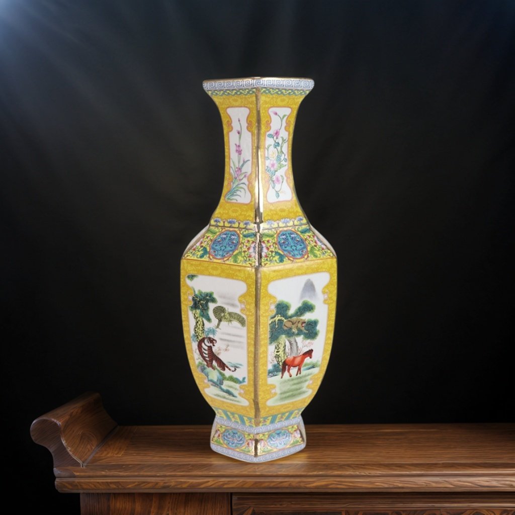 景德镇陶瓷器珐琅彩花瓶摆件客厅玄关插花瓶家居装饰品工艺品摆设